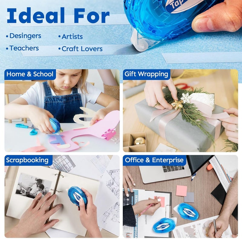 TMOL 4 Pack Double Sided Tape Roller, 8mm x 315 Inch Permanent Adhesive Scrapbook Tape Dispenser Runner, Glue Tape Roller for Scrapbooking, Crafts and Arts Projects, Photo-Safe, Smooth & Clean - Image 4